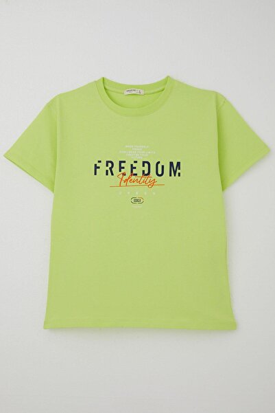 Breeze Tricou pentru băiat cu text, 5-10 ani, verde fistic