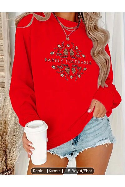 FAVORİST Barely Tolerable Printed Circular Neck Sweatshirt