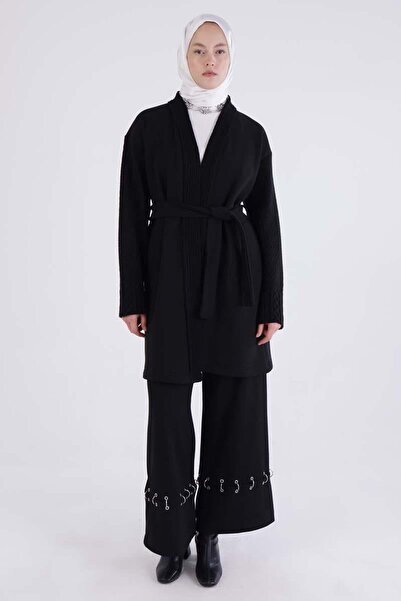 ALLDAY Knitwear Paneled Belted Comfortable Cardigan