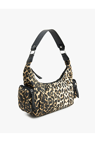 Koton Τσάντα ώμου με λεοπάρ σχέδιο με φερμουάρ και λεπτομέρεια μίνι τσέπης