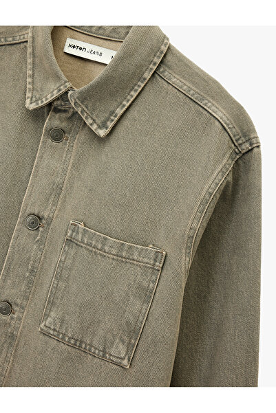 Koton Comfortable Fit Long Sleeve Pocket Detail Buttoned Classic Collar Cotton Jean Jacket