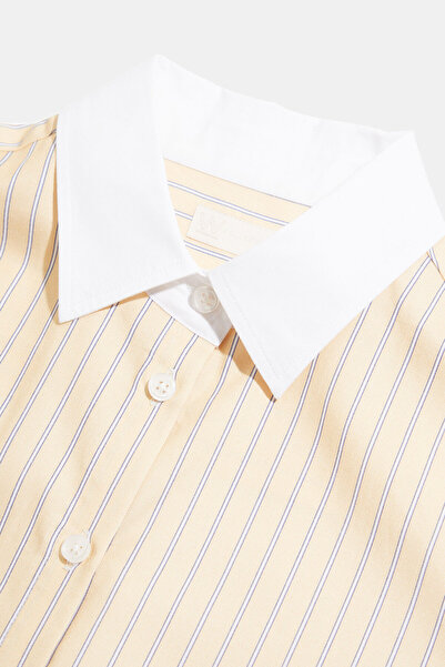 W Collection Yellow Striped Shirt with Garnish Detail