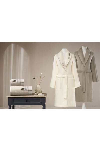 Özdilek Folha De Ouro Bej-Krem Aile Seti