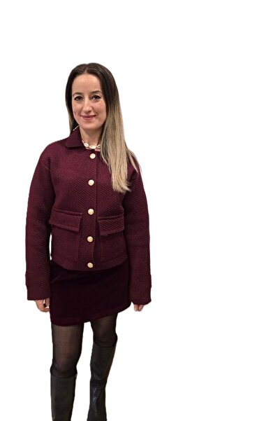 HSNGIYIM Polo Collar Cardigan