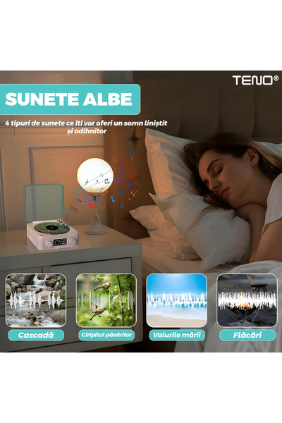 Teno Vintage Gramophone Teno®, vinyl record player with Bluetooth speaker, for bedroom/office/parties, wh