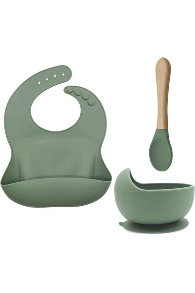 Aputue Baby Feeding Set - 4-Piece Silicone Bowls, Spoons, Bib & Suction Plates (7+ months)