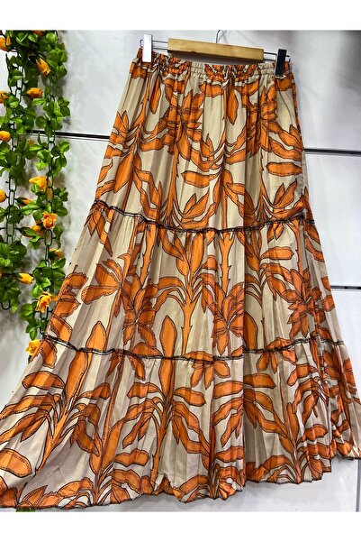 edu collection Patterned Three-Layer Chiffon Skirt with Lining