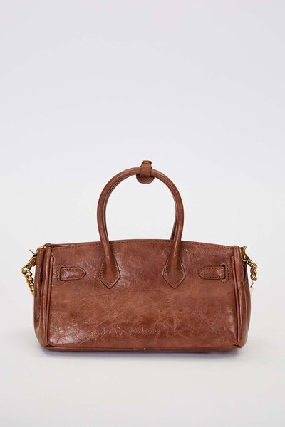 Levidor Dark Brown Long Pearl Strap Shoulder Bag