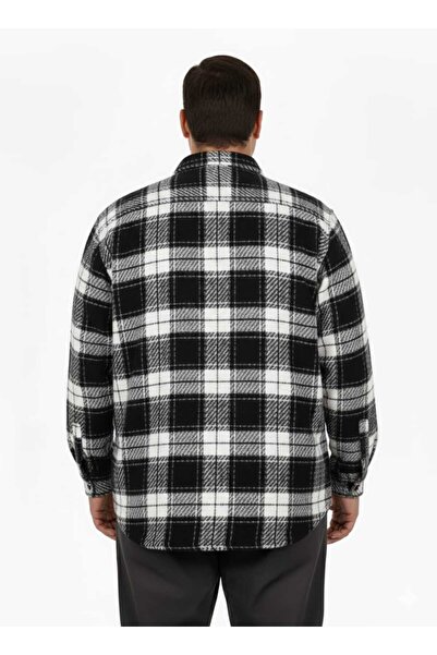 cusseli Plus Size Shirt Single Pocket Lumberjack 25394 Black