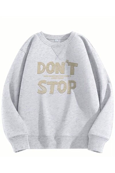 herkesemoda Φούτερ με λεπτομερή στάμπα με λαιμόκοψη Don't Stop Writing