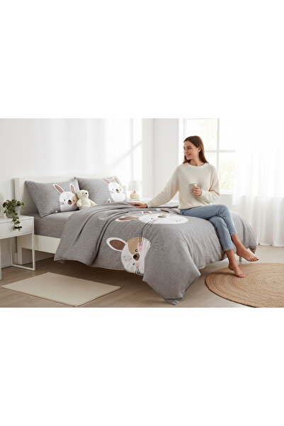 Comfort Craft A.Brown-Grey-Pink Pike Set Printed Double Rabbit Figures