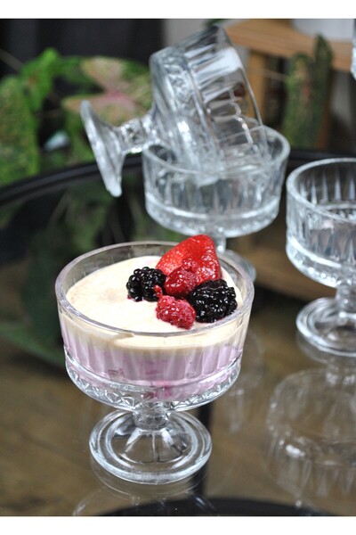 Qualitev 4-Piece Footed Glass Snack Bowl Magnolia Bowl Sugar Bowl Dessert Ice Cream Bowl - Elisa