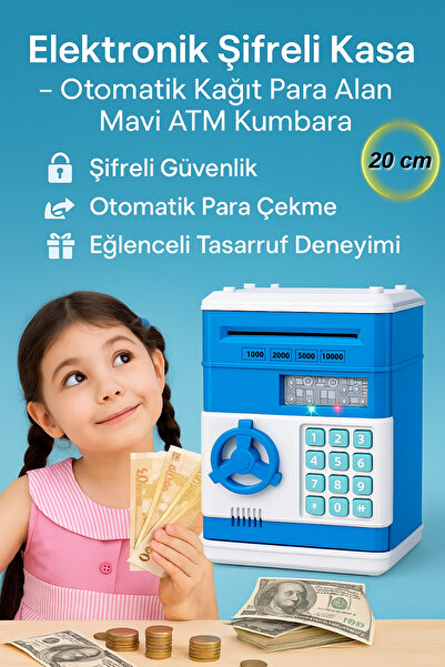 Hombak Elektronik Şifreli Kasa Kumbara – Otomatik Kağıt Para Alan ATM Kumbara