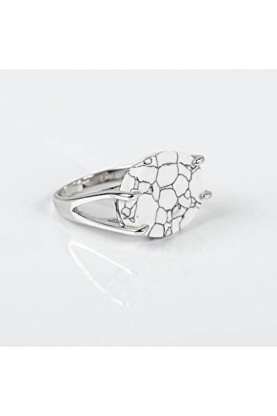 OEM Royal oval silver ring - veined white