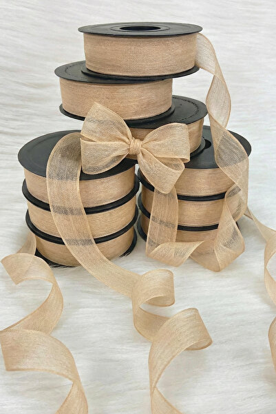 ZEYMERADE Κορδέλα Καπουτσίνο Λινό Νοπέλι 2,5 εκ. 20 μέτρα, Κορδέλα Διακόσμησης Δώρου Ειδικής Ημέρας Προσωπικής Προσφοράς