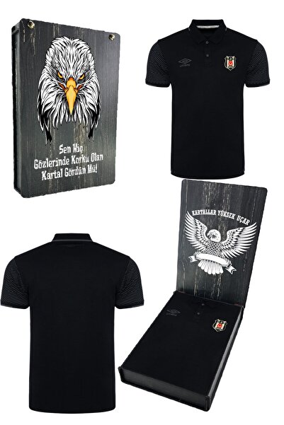 Beşiktaş Original Licensed Uv Printed Polo Neck Black Sports T-Shirt