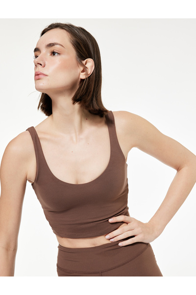 Koton Sleeveless U-Neck Stitching Detail Sports Bra