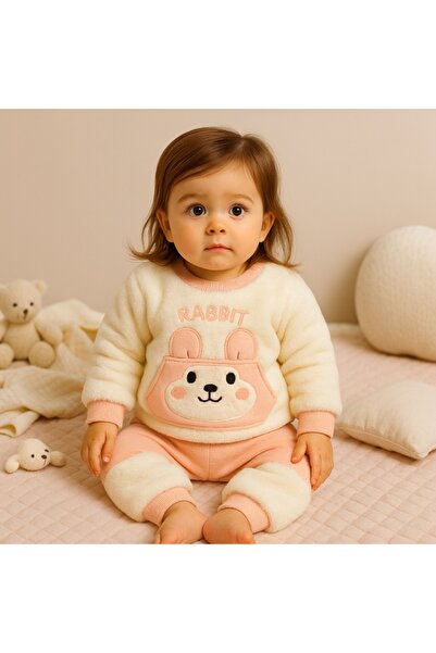 Superbaby Set Pufos cu bluzita si pantaloni pentru Bebelusi - Pink Rabbit