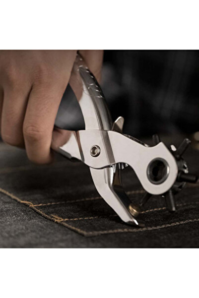 PUFO Clește de perforat cu bandă rotativ cu 6 capete, argintiu