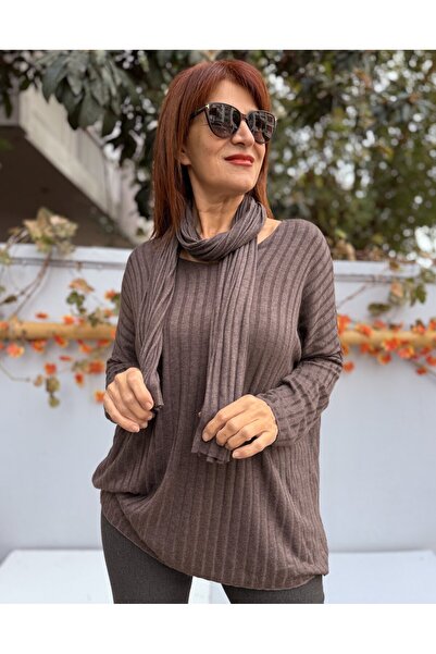 DenizEge material reiat Tricotaj maro cu eșarfă