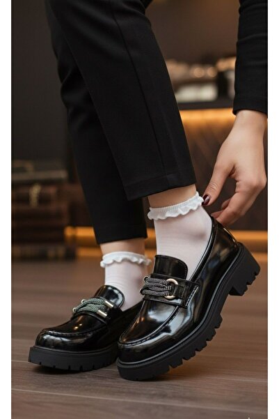 Slipcat Women's Thick Sole Orthopedic Comfort Sole Leather-Look Loafer – Black