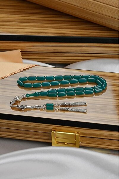 dergah tesbih Harmony Series Silver Design Fire-I Crimped Amber Prayer Beads