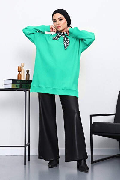 İmajButik Πράσινο μαντήλι με λεπτομερή γιακά τουνίκ