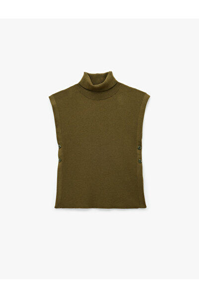 Koton Πλεκτό πουλόβερ με λαιμόκοψη και λεπτομέρεια με κουμπιά στα πλαϊνά