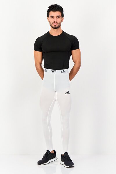 adidas Men Sportswear Fit Brand Logo Training Tights, White Combo
