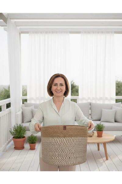 VELLORA HOME سلة من الخوص، سلة تنظيم، سلة منسوجة من الخوص 40 سم × 30 سم
