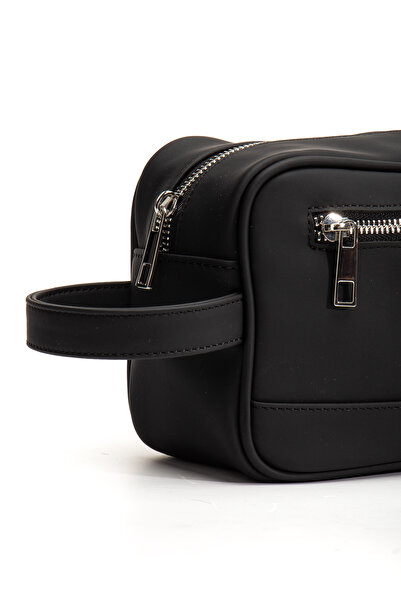 gio&mi Atlas Men's Vegan Leather Portfolio Clutch Travel Casual Handbag Black Matte