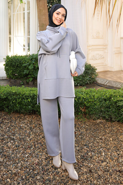 İmajButik Σετ καταδυτικής στολής με γκρι τουνίκ παντελόνι με τσέπες