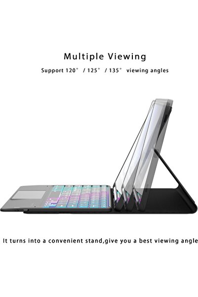 HYX 7-Color Backlit Detachable Keyboard Case for Samsung Galaxy Tab S9 / S9 FE / S10 FE / S10 Lite