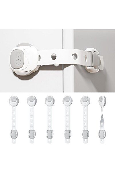 LinJie أقفال أحزمة أمان للأطفال، قفل خزانة/باب قابل للتعديل بدون حفر، عبوة من...