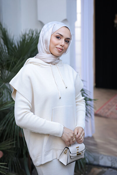 İmajButik Φόρεμα με κρεμ πλεκτό πουλόβερ