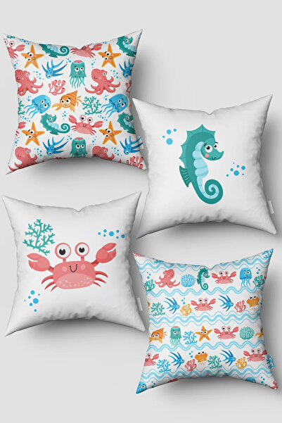 Bebemotto Okyanus Set, Elegant, 4-Piece, Double-Sided, Velvet Fabric, Throw P...