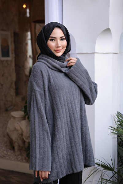 İmajButik Smoked Turtleneck Casual Angora Soft Knit Sweater