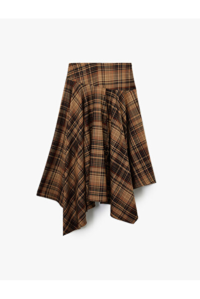 Koton Ασύμμετρη κομμένη φούστα μίντι καρό