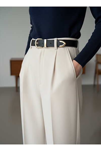 CSR AKSESUAR Leather Bridge Buckle End Set Women's Trouser Belt, Coat Belt, Dress Belt, Shirt Belt