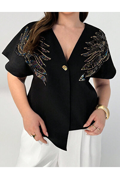 Sheya Shein Curve+ short sleeve shirt, black