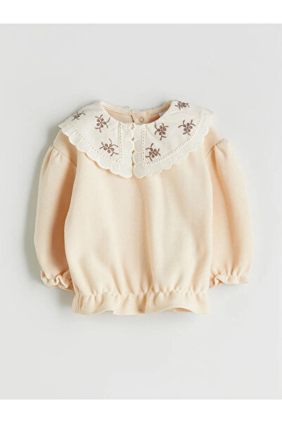 LC Waikiki Lcw Baby Beige Peter Pan collar Long Sleeve Baby Girl Blouse and Leggings 2-Pack