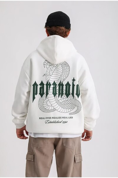 FG KONNİCHİWA Paranoid Printed Black Snake Cobra Oversized Zipper Sweatshirt