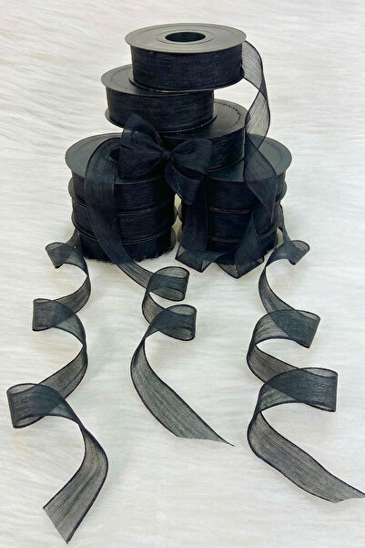 ZEYMERADE Μαύρη λινή κορδέλα νοπέλι 2,5 εκ. 20 μέτρα, κορδέλα διακόσμησης δώρου ειδικής περίστασης Bohça Çeyiz