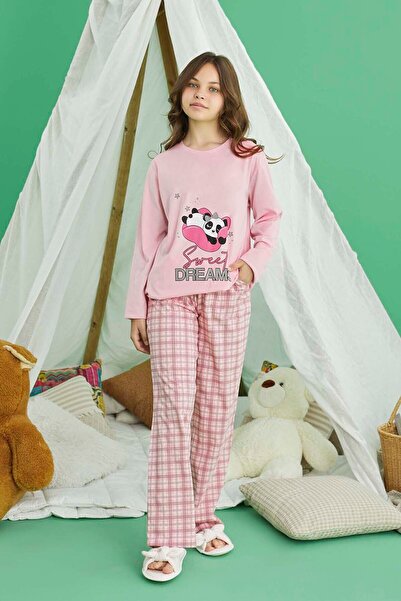 Aydoğan Young Girl's Cotton Pajama Set 240770 Powder01