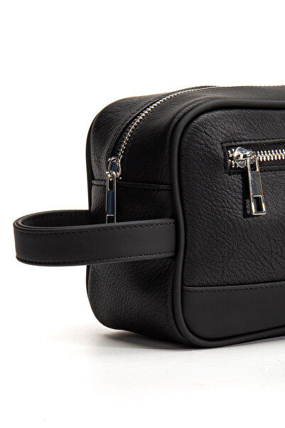 gio&mi Atlas Men's Vegan Leather Portfolio Clutch Travel Casual Handbag Black Natmat