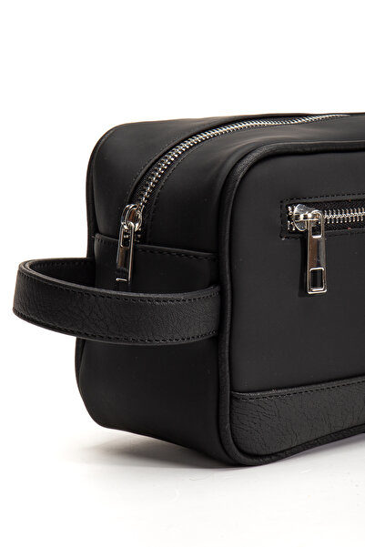 gio&mi Atlas Men's Vegan Leather Portfolio Clutch Travel Casual Handbag Black Mattenat