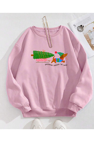 SUNFREE Popular Trend New Year Christmas Printed Cropped Sweatshirt with Cropped Neckline in Cotton