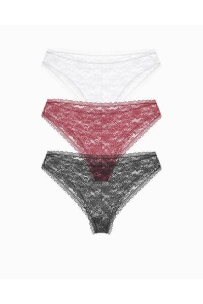 Guess Basic Lace Kadın Brief 3lü Brazilian Külot Paketi