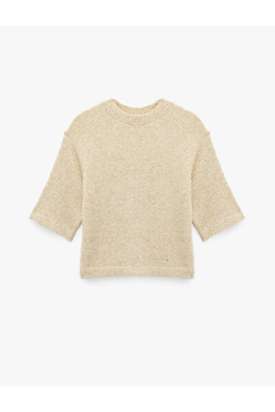 Koton Πλεκτό πουλόβερ με μισό μανίκι με λαιμόκοψη oversized