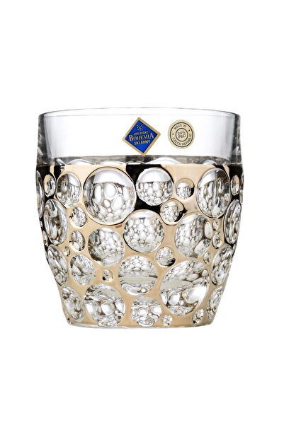 BOHEMİA CRYSTAL Set of 6 Bohemia Lisboa Crystal Glasses 300 ml, transparent-gold
